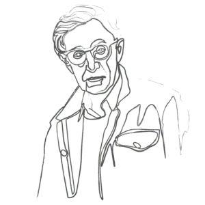 Illustration of Woody Allen: an example for an Enneagram Type 6 personality