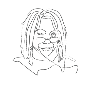 Illustration of Whoopi Goldberg: an example for an Enneagram Type 9 personality